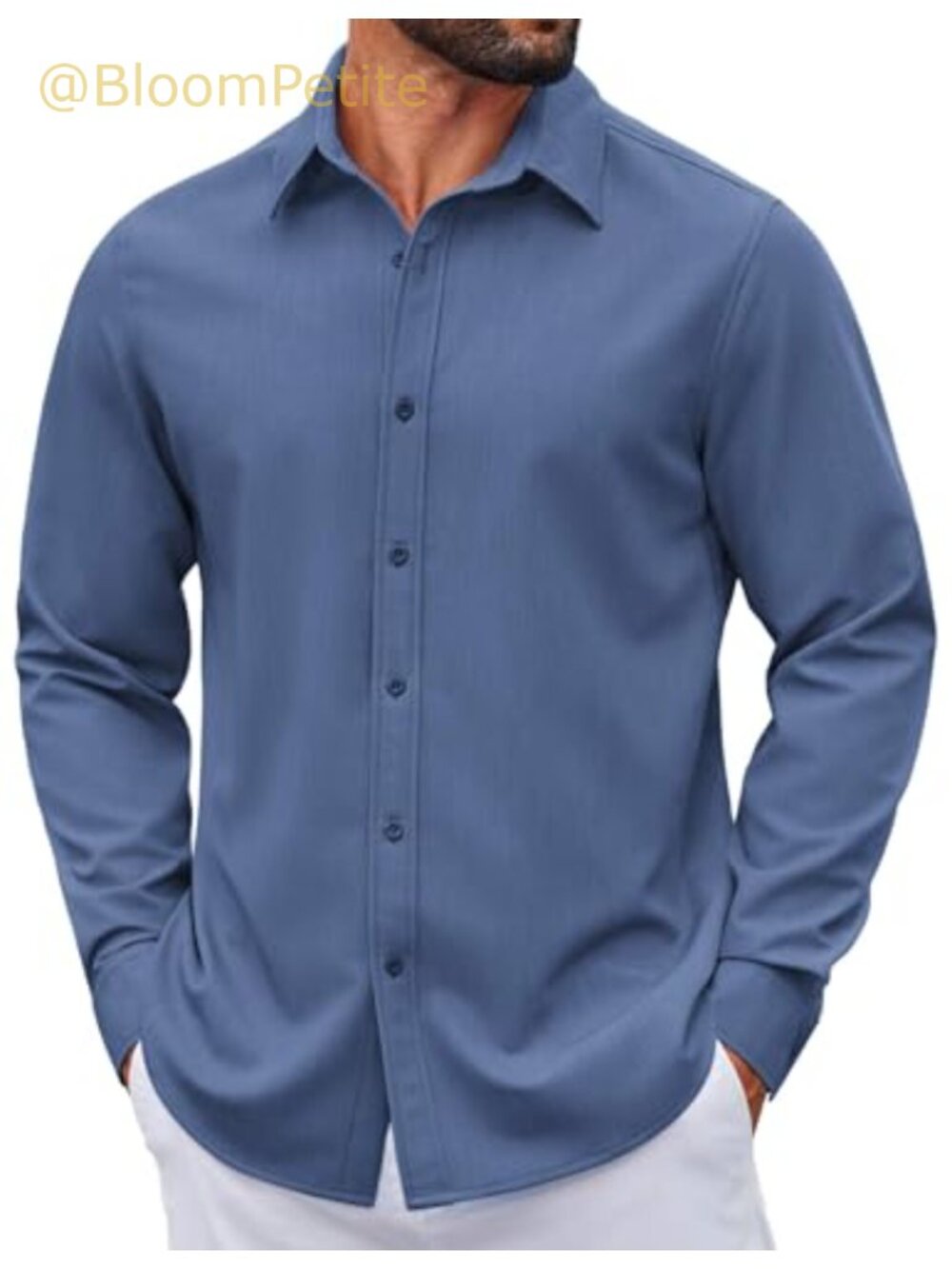 COOFANDY Men's Long Sleeve Button Down Denim Dress Shirt
